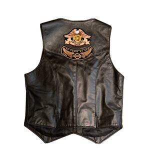 Vntg Lariat Leather Women Medium Biker Vest 30 Years Of Hog Harley Owners Group